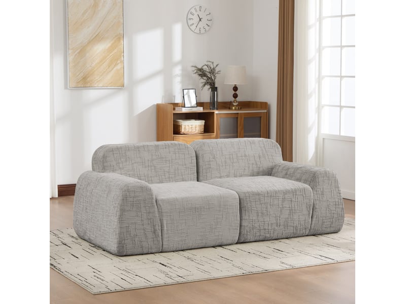  Canapé modulaire 2 places en chenille gris avec mousse 30d  - Conforama B
