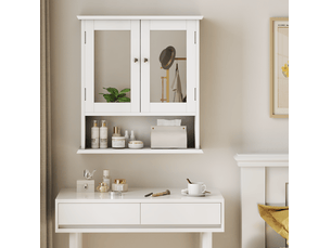 Armoire murale de salle de bains blanche avec miroir 54.6x19.8x60 cm