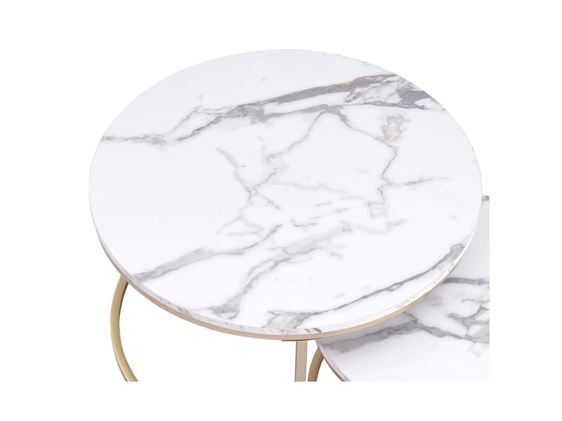  Tables basses gigognes rondes 8060 cm - blanches - mdf et acier, format modulable et style contemporain  - Conforama D