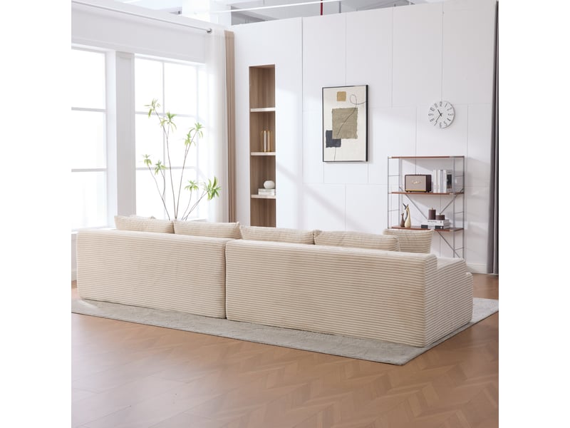  Canapé modulable ivoire en tissu chenille, canapé sectionnel confortable avec mousse 30d pour salon  - Conforama D