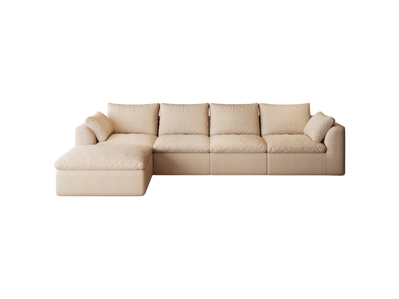 Canapé d'angle 5 places 310x155 cm - mousse haute élasticité - tissu - salon moderne - kaki - Conforama A