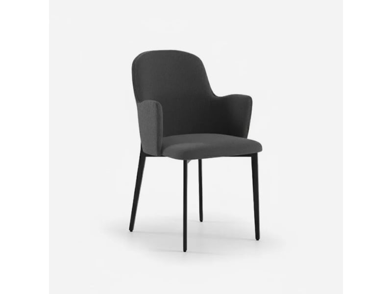  Lot de 4 chaises rembourrées en tissu facile à nettoyer flow - gris foncé  - Conforama C
