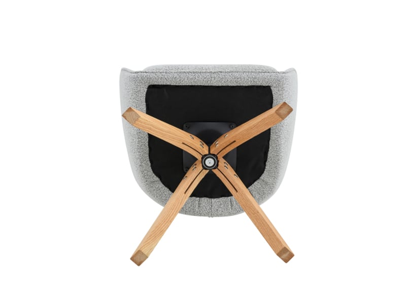  Chaise pivotante 360° pour salle à manger bois massif gris – lot de 2, assise mousse, dossier ergonomique, chic moderne  - Conforama E