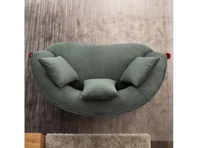  Canape droit 2 places compressé 163x93x68 cm en mousse et velours côtelé couleur vert, design moderne  - Conforama D