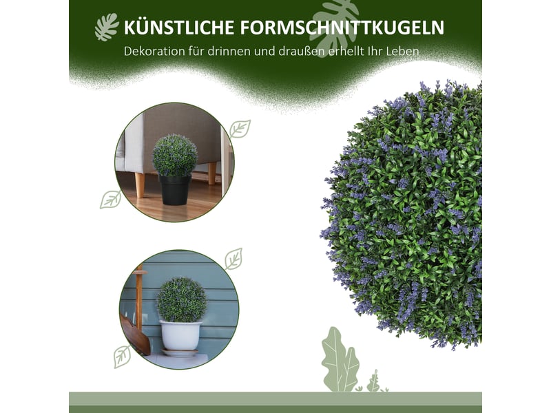  Lot de 2 plantes artificielles boules de lavande vert et violet ø 42 cm  - Conforama D