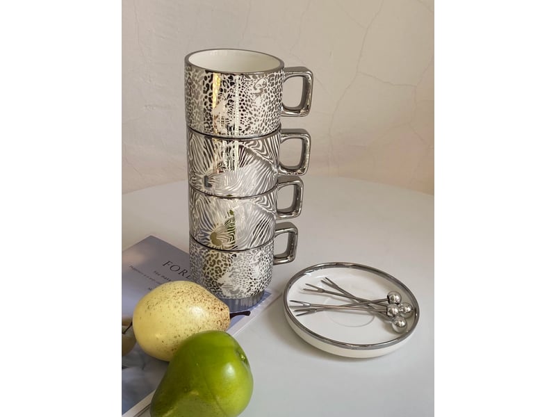  Mug en acier inoxydable, motif zèbre, argenté, 350 ml  - Conforama C