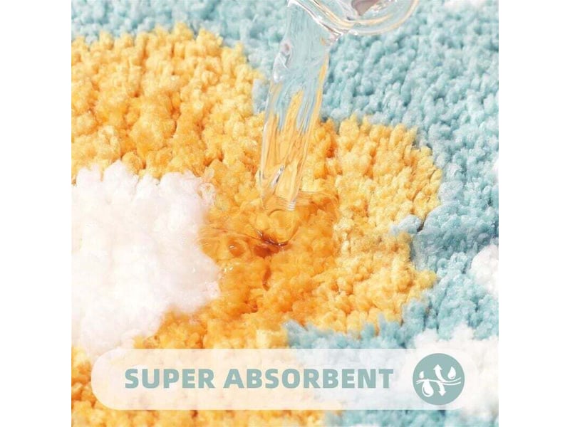  Tapis salle de bain moelleux en microfibre, tapis de douche absorbant lavable en machine (fleurs jumelles, 50x80cm)  - Conforama D