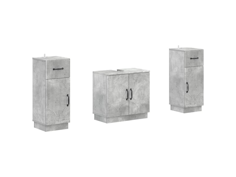 Ensemble de meuble de salle de bain 3 pièces hoorn gris béton cf63483 - Conforama A