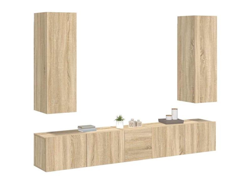  Ensemble de meubles tv - banc tv - meuble de rangement 5 pcs chêne sonoma bois d'ingénierie  - Conforama C