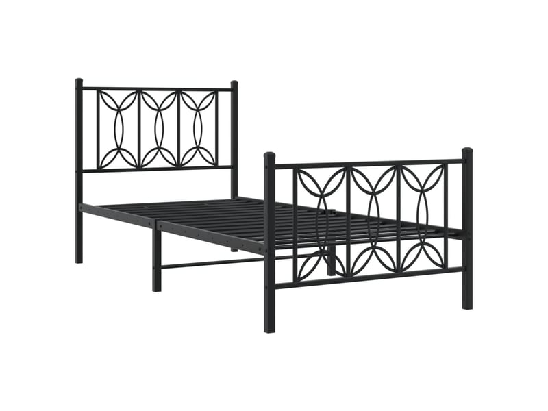  Lit simple- lit adulte -  cadre de lit métal sans matelas avec pied de lit noir 90x200 cm  - Conforama B