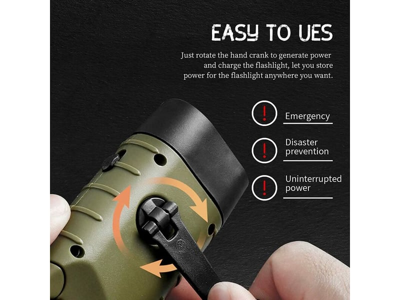 Lampe torche led portable à énergie solaire, lampe de poche solaire, lampe de poche à manivelle, avec manivelle pour camping - Conforama C