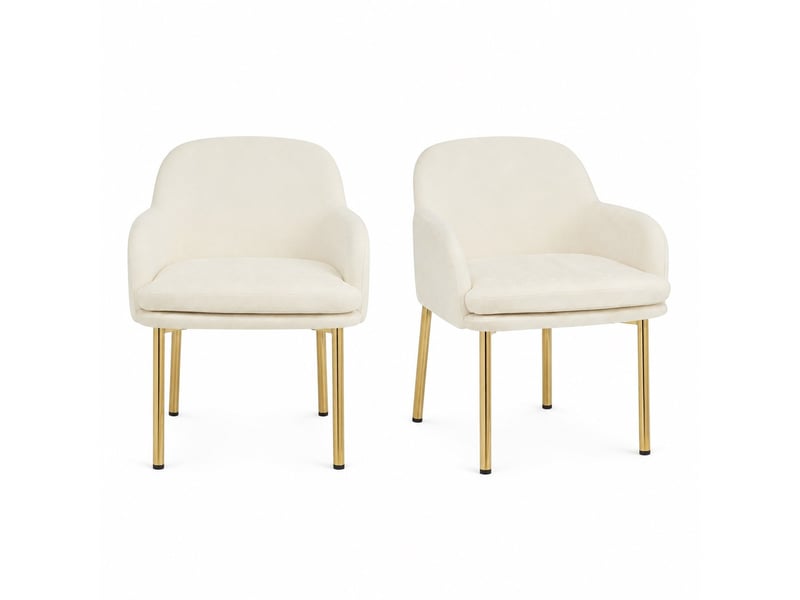  Lot de 2 chaises de salle à manger rembourrées avec accoudoirs, réglables en hauteur, charge 125 kg, coloris blanc Fay Lum - Conforama A