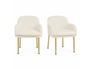 Lot de 2 chaises de salle à manger rembourrées avec accoudoirs, réglables en hauteur, charge 125 kg, coloris blanc