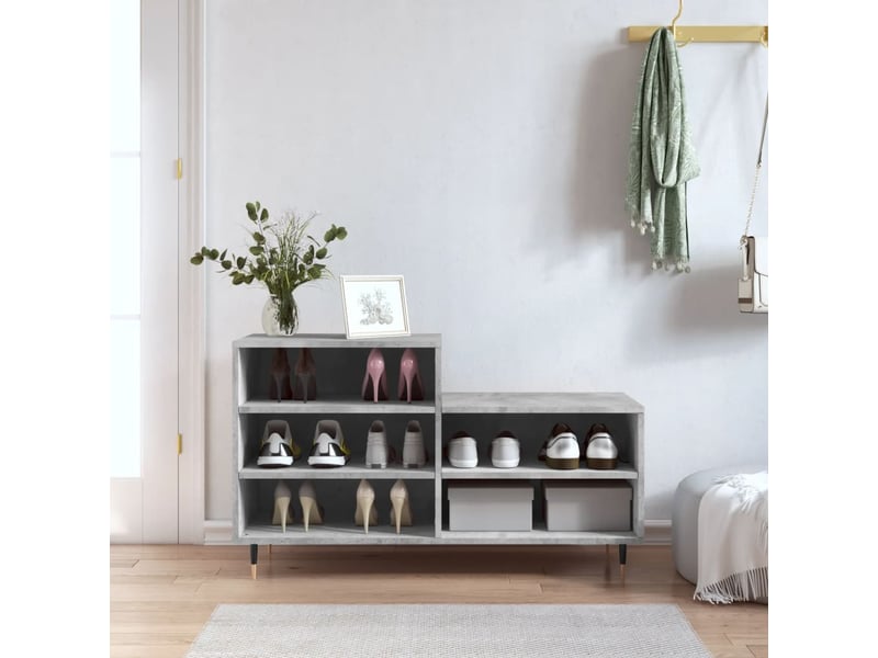  Meuble à chaussure, armoire à chaussures gris béton 102x36x60 cm bois d'ingénierie shl4250  - Conforama B