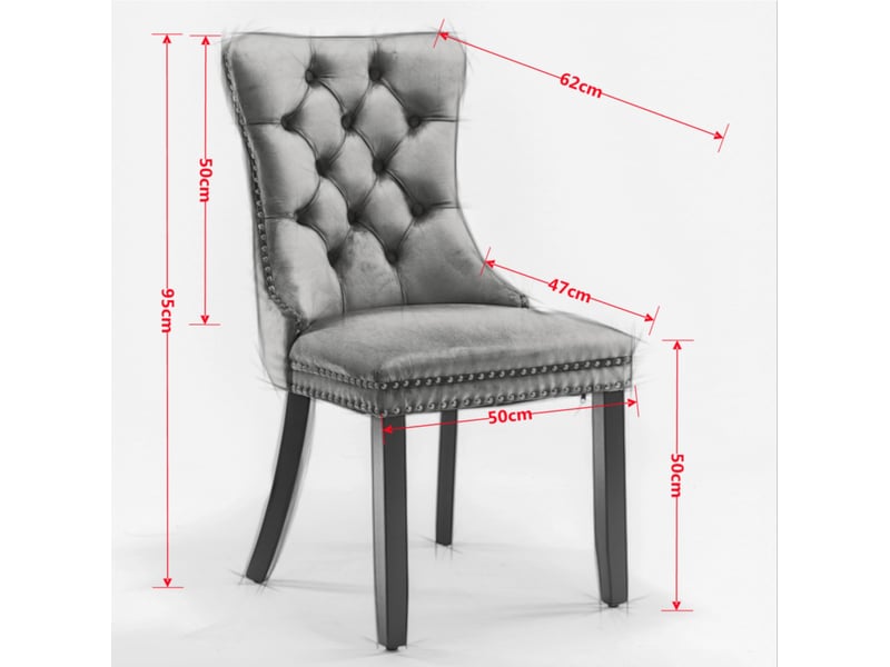  Chaise de salle à manger, lot de 2, gris, revêtement en velours, dossier haut et pieds en bois  - Conforama E
