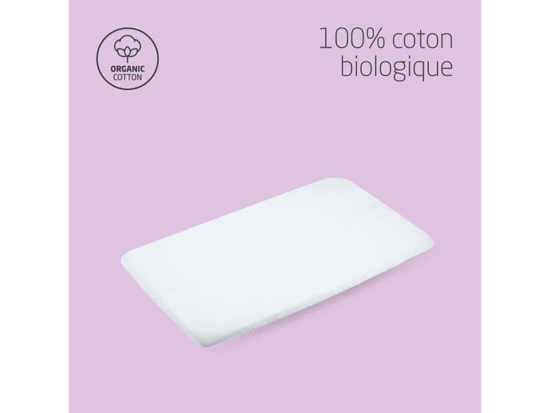  Drap housse nouveau ne swift lot de 2 en coton blanc avec bords elastiques 2606431120 - Conforama C