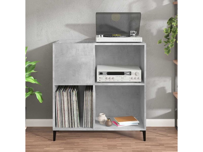  Armoire à disques, armoire de rangement gris béton 84,5x38x89 cm bois d'ingénierie shl7718  - Conforama C