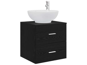 Vanité de lavabo mural, meuble de rangement chêne noir 49.5x44.5x66.5 cm