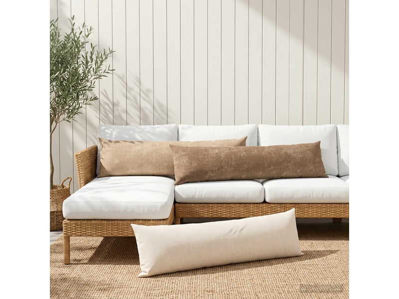 Lot de 2 housses de coussin heerlen crème 40 x 145 cm tissu chenille cf49096  - Conforama C