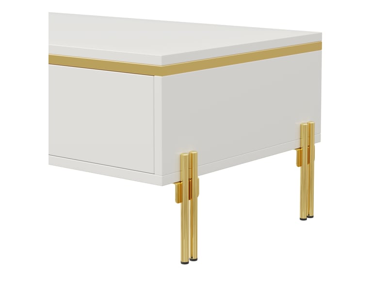  Table basse avec 2 tiroirs cachés pour salon en panneaux de particules 100×50×36 cm blanc  - Conforama D