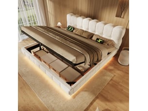 Lit coffre 180x200 cm WISHDOR   coloris beige