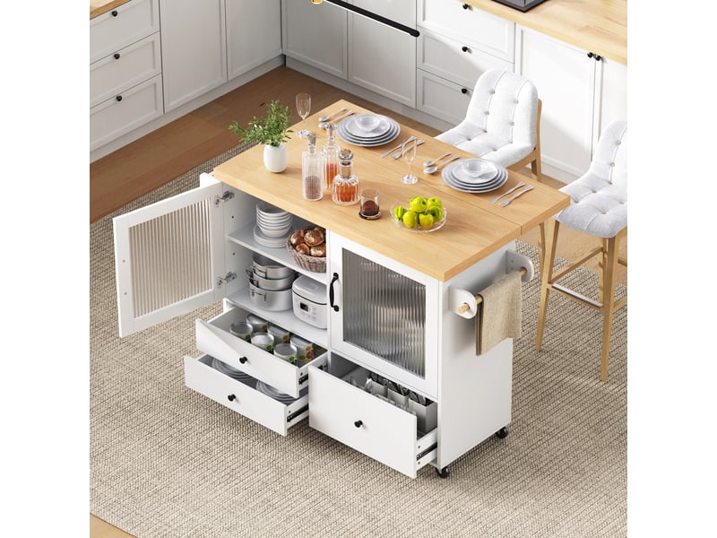  Desserte de cuisine à roulettes avec plateau extensible 100x42-70x91.5 cm  - Conforama D