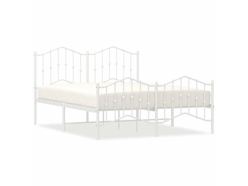 Lit double- lit adulte -  cadre de lit métal sans matelas et pied de lit blanc 135x190 cm  - Conforama A