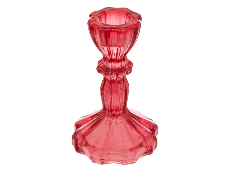  Bougeoir h.11cm verre rouge  - Conforama A