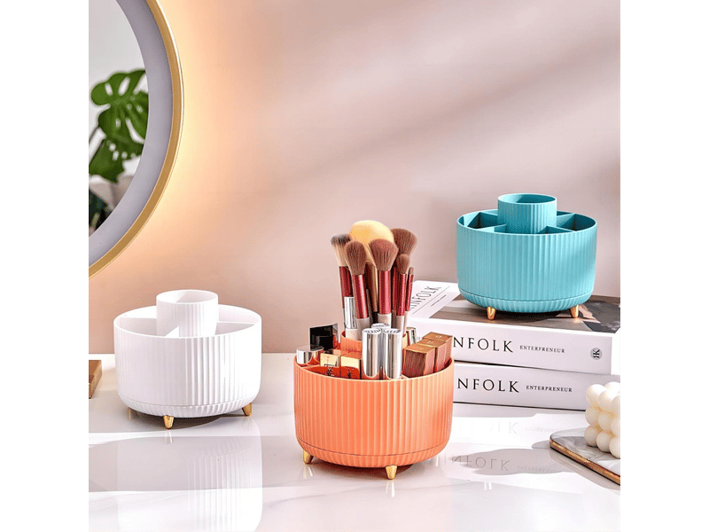  Rangement maquillage de grande capacité,organisateur de maquillage rotation à 360°,rangement pinceaux maquillage avec 5 compartiments  - Conforama B