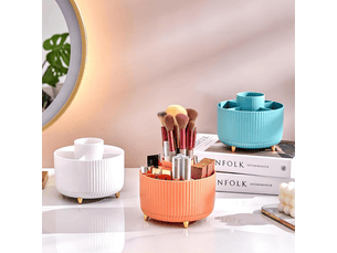 Rangement maquillage de grande capacité,organisateur de maquillage rotation à 360°,rangement pinceaux maquillage avec 5 compartiments