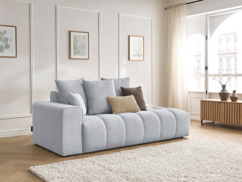  Bobochic canapé droit fixe mont-blanc velours gris clair  accoudoir gauche MONT-BLANC - Conforama B