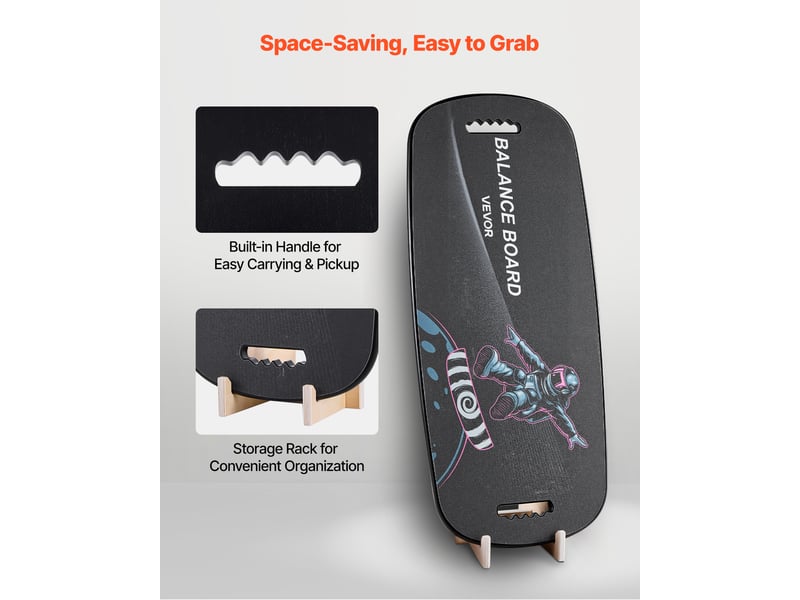 Vevor planche d'équilibre à rouleau en bois 89 cm fitness surf proprioception - Conforama E