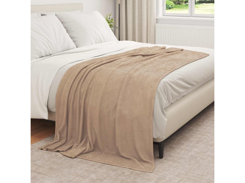  Couverture jetée de canapé 6 pcs camel 210x140 cm 2.48 kg polaire  - Conforama C