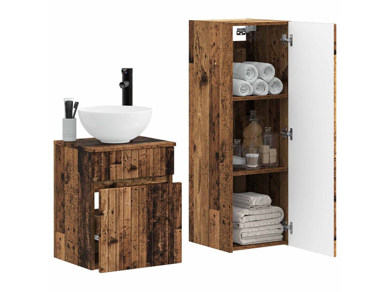 Ensemble de mobilier de salle de bain 2 pcs bois ancien shl7732 - Conforama C