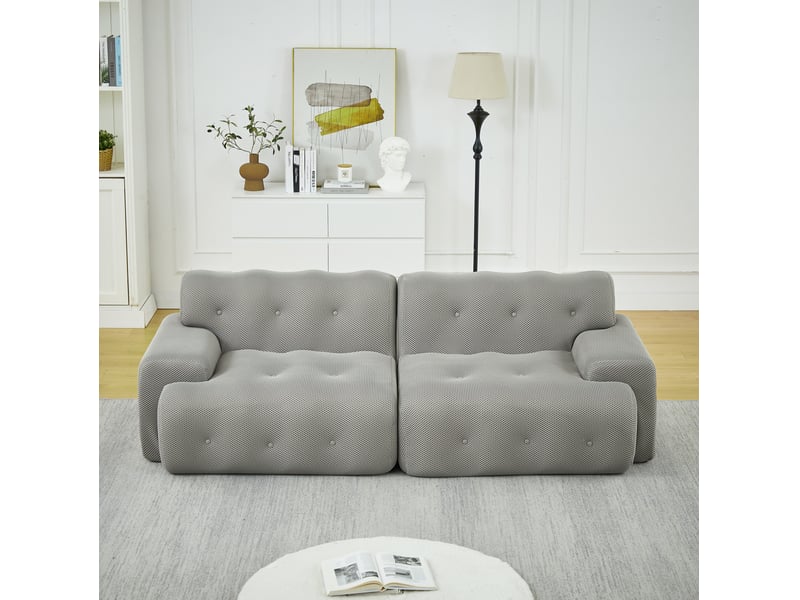  Canapé 2 places gris en tissu 3d, 224 x 104 x 66 cm  - Conforama C