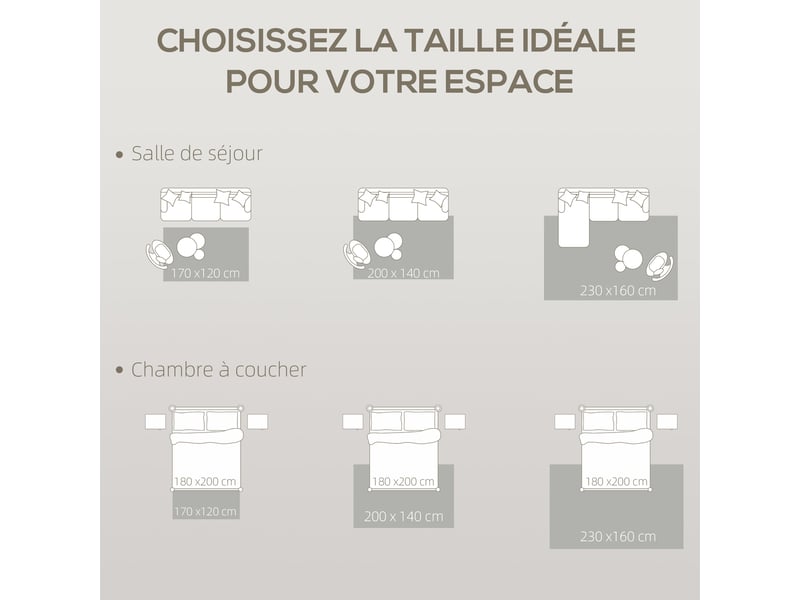  Tapis de salon 200 x 140 x 1.5 cm lavable en machine moderne compatible chauffage au sol en polypropylène gris clair 21_0003680  - Conforama E