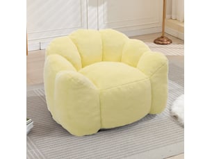 Fauteuil lotus 101x111x68 cm sans montage en velours jaune, assise confortable pour adulte, format compact