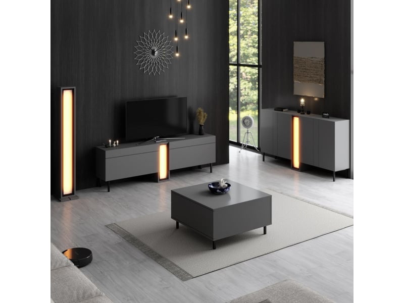  Table basse mdf anthracite - l75 x h40 x p75 cm - design moderne  - Conforama E
