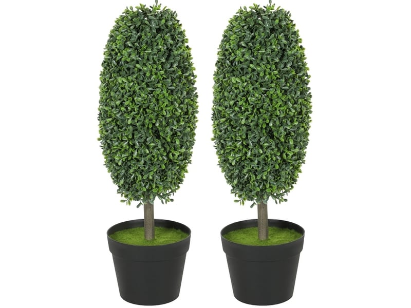Lot de 2 plantes artificielles en pot 60 cm – vert – feuillage résistant aux uv, décoratif et sans entretien - Conforama A
