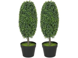 Lot de 2 plantes artificielles en pot 60 cm – vert – feuillage résistant aux uv, décoratif et sans entretien