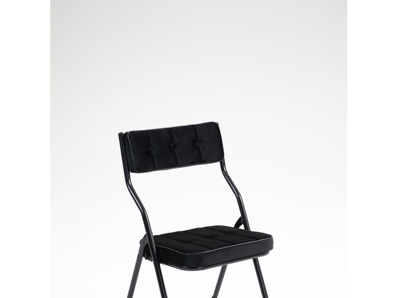  Chaises pliantes rembourrées 2 pièces, acier et velours noir  - Conforama A