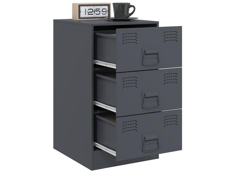  Lot de 2 tables de chevet - cabinet de chevet - table de nuit anthracite 34,5x39x62 cm acier  - Conforama C