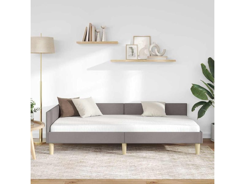  Lit adulte, lit simple, cadre de lit d'angle taupe 100x200cm tissu cf7358  - Conforama C