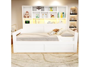 Lit coffre 90x200 cm <strong>MAISENTIEL</strong> <strong></strong> coloris blanc