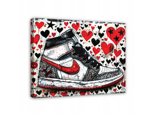 Tableau décoration murale impression sur toile chaussure baskets rouge - 100x70 cm - tableau décoration murale chambre et salon