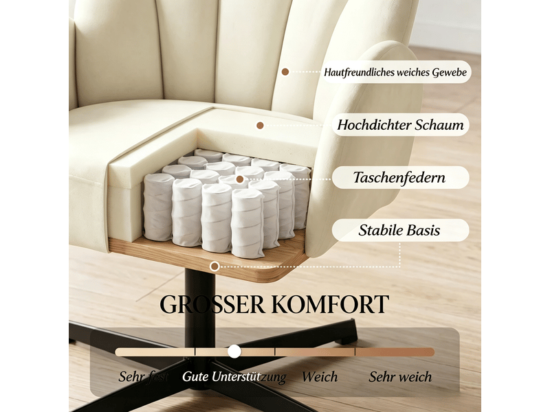  Fauteuil pivotant à 360° en velours beige et noir T5828P544434 - Conforama D