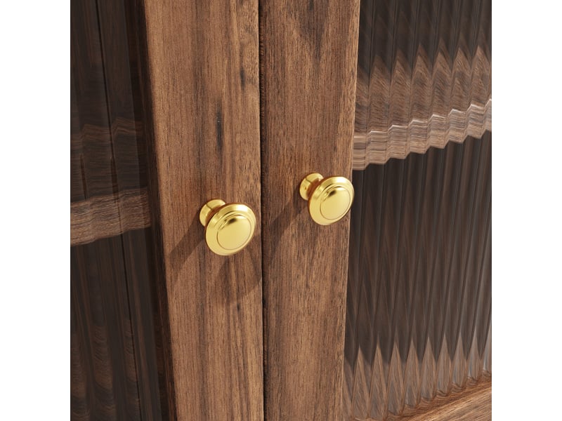  Buffet haut moderne avec led armoire de rangement étroite 145x39x171 cm couleur noyer  - Conforama R