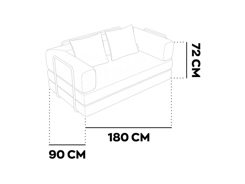 Sey - canapé-lit pliant 180x72x90 cm convertible 4 en 1 avec coussins et housse en tissu lavable couleur sauge - Conforama E