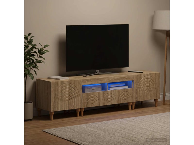 Ensemble de 3 meubles tv led chêne sonoma bois d'ingénierie shl25753 - Conforama B