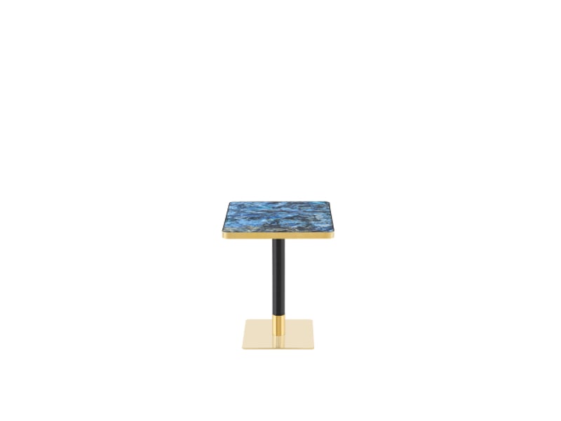  Table de salle à manger carrée pour 2 à 4 personnes, effet marbre, piètement en métal bleu, 60 × 60 × 74 cm  - Conforama A